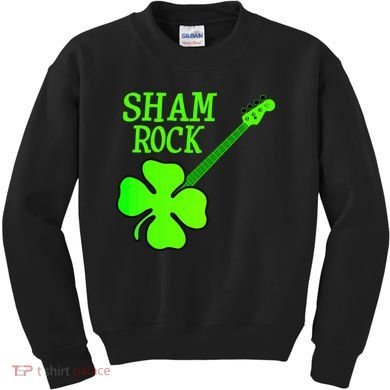 Shamrock Rocks Guitar Irish Clover Kids Sweatshirt
