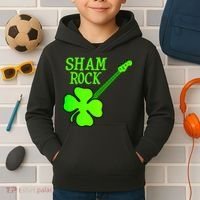 Shamrock Rocks Guitar Irish Clover Kids Hoodie thumb 2