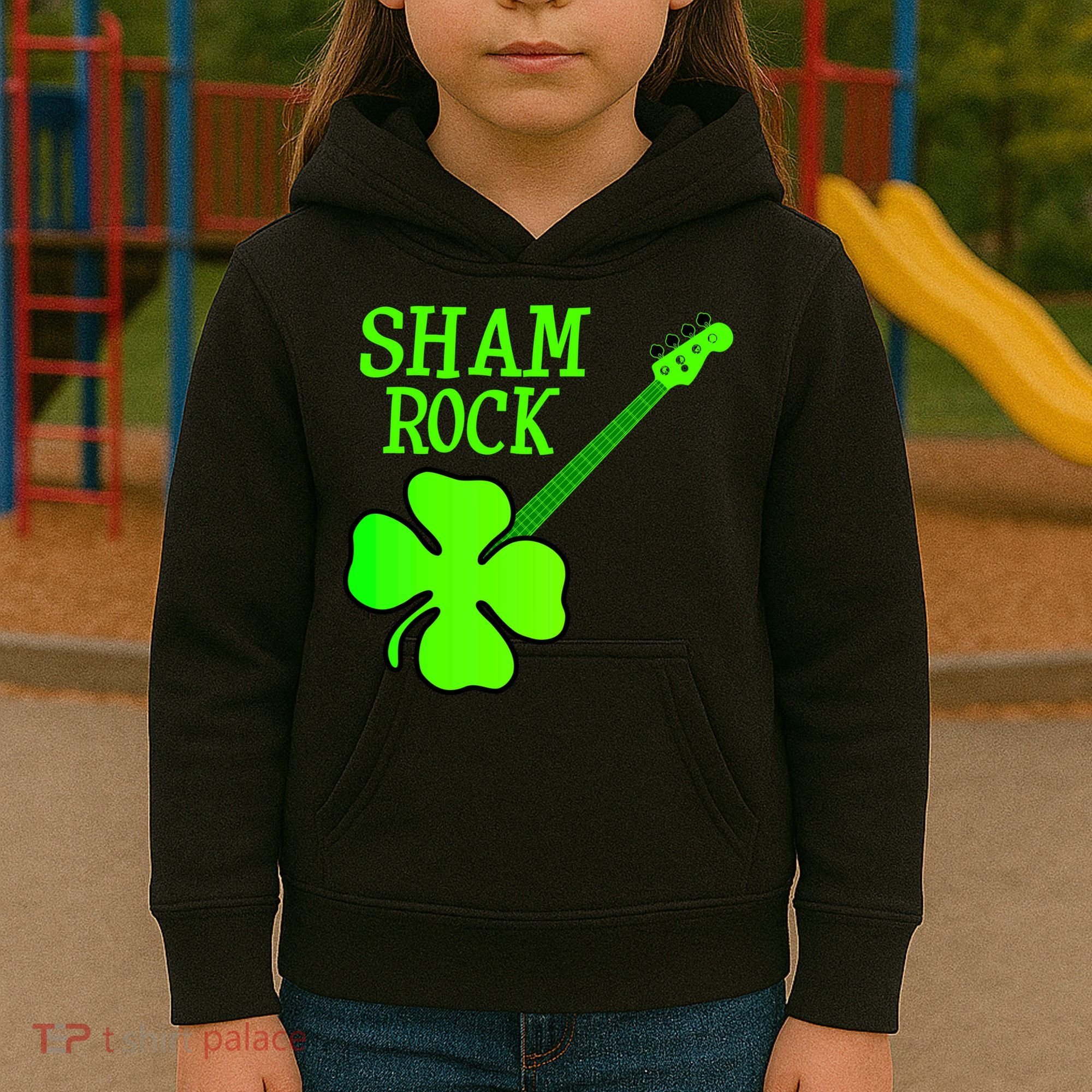 Shamrock Rocks Guitar Irish Clover Kids Hoodie
