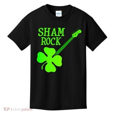 Shamrock Rocks Guitar Irish Clover Kids T-Shirt