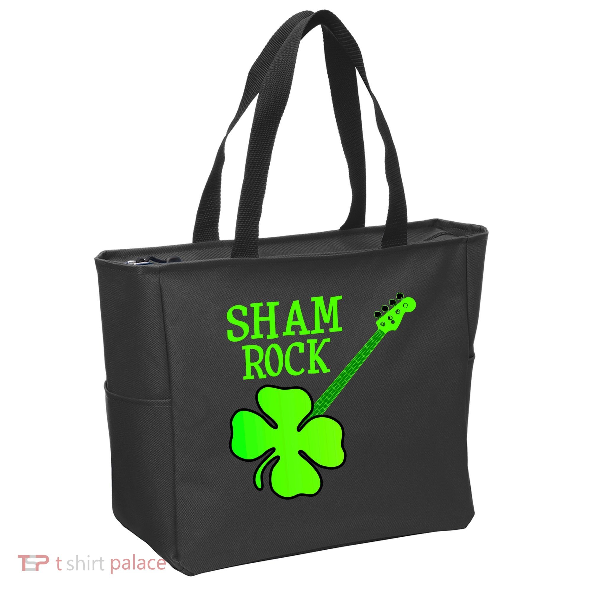Shamrock Rocks Guitar Irish Clover Tote Bag