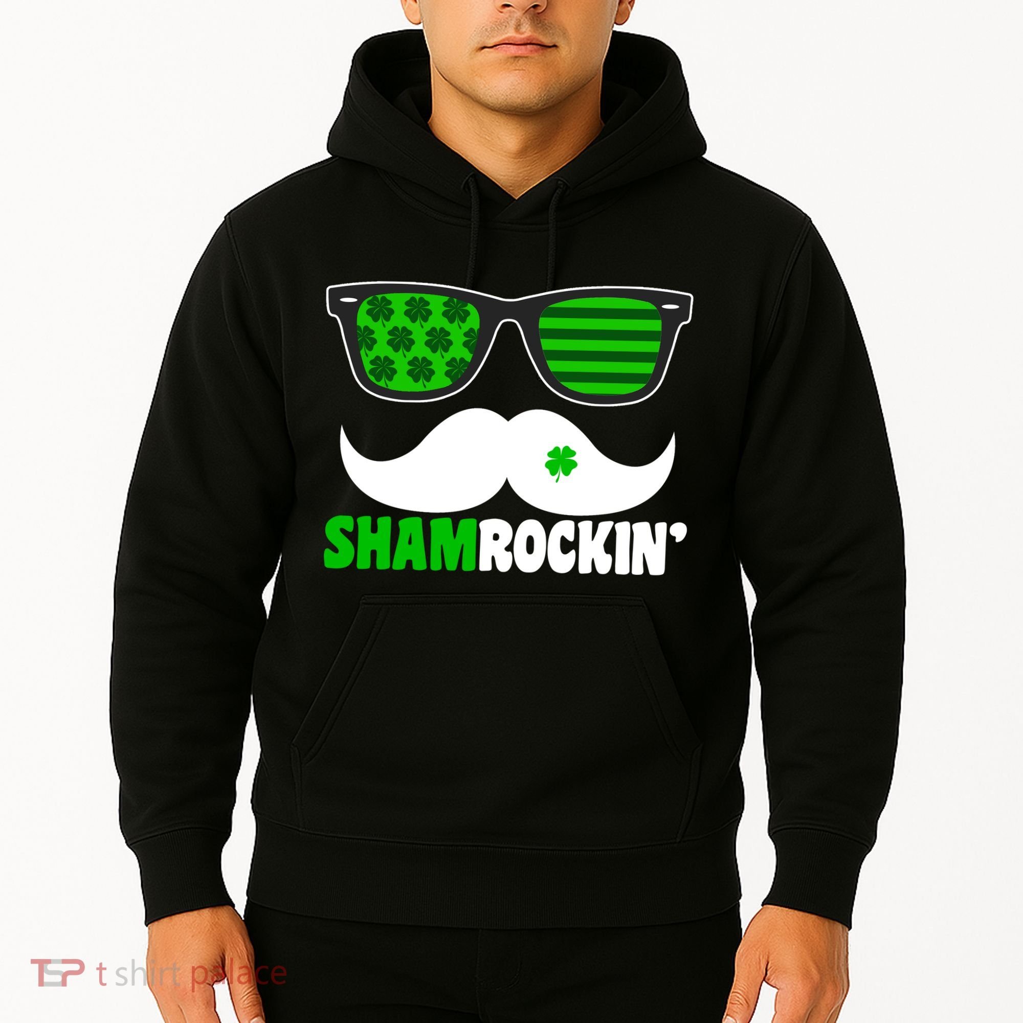 Shamrockin' Mustach Glasses Shamrock Hoodie
