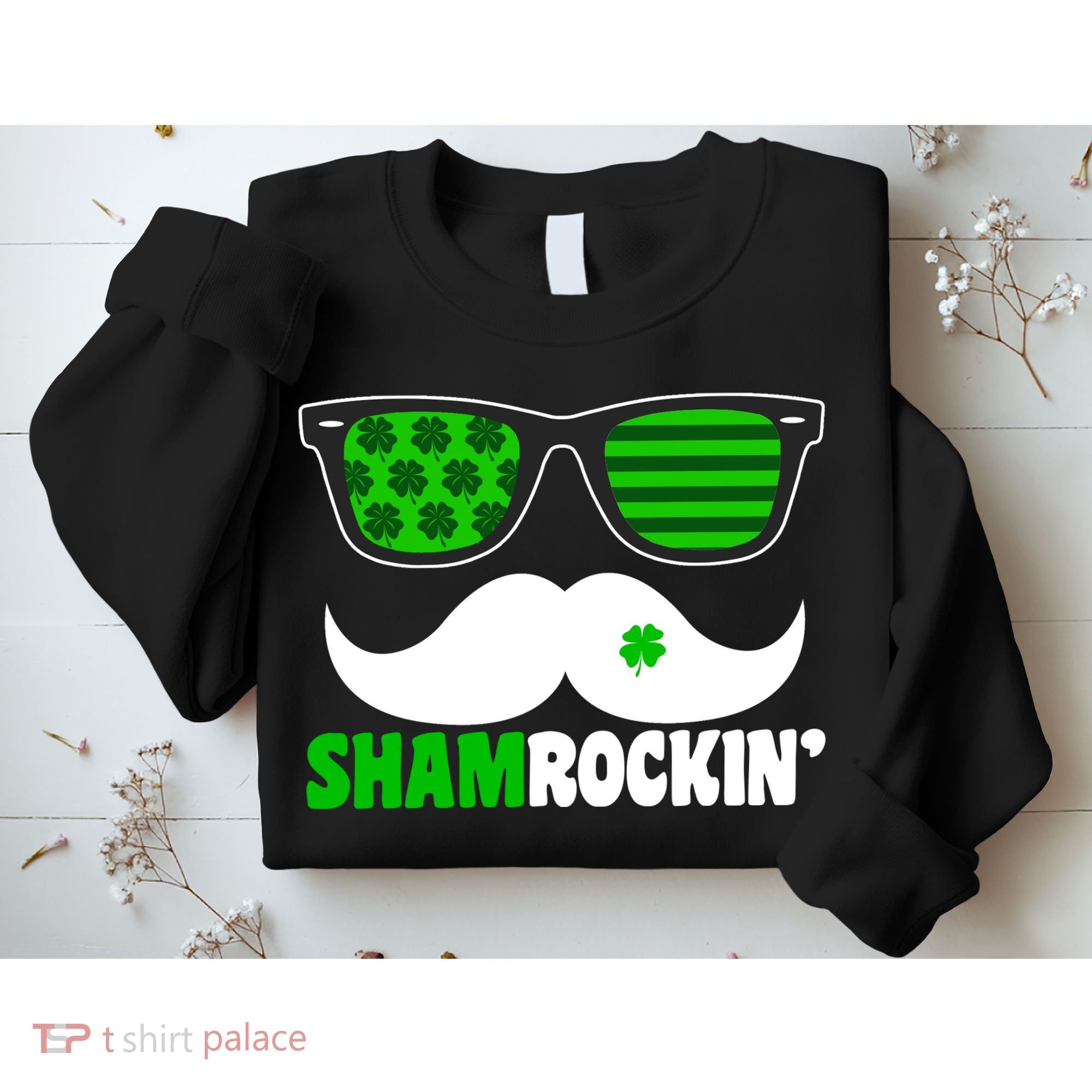 Shamrockin' Mustach Glasses Shamrock Sweatshirt