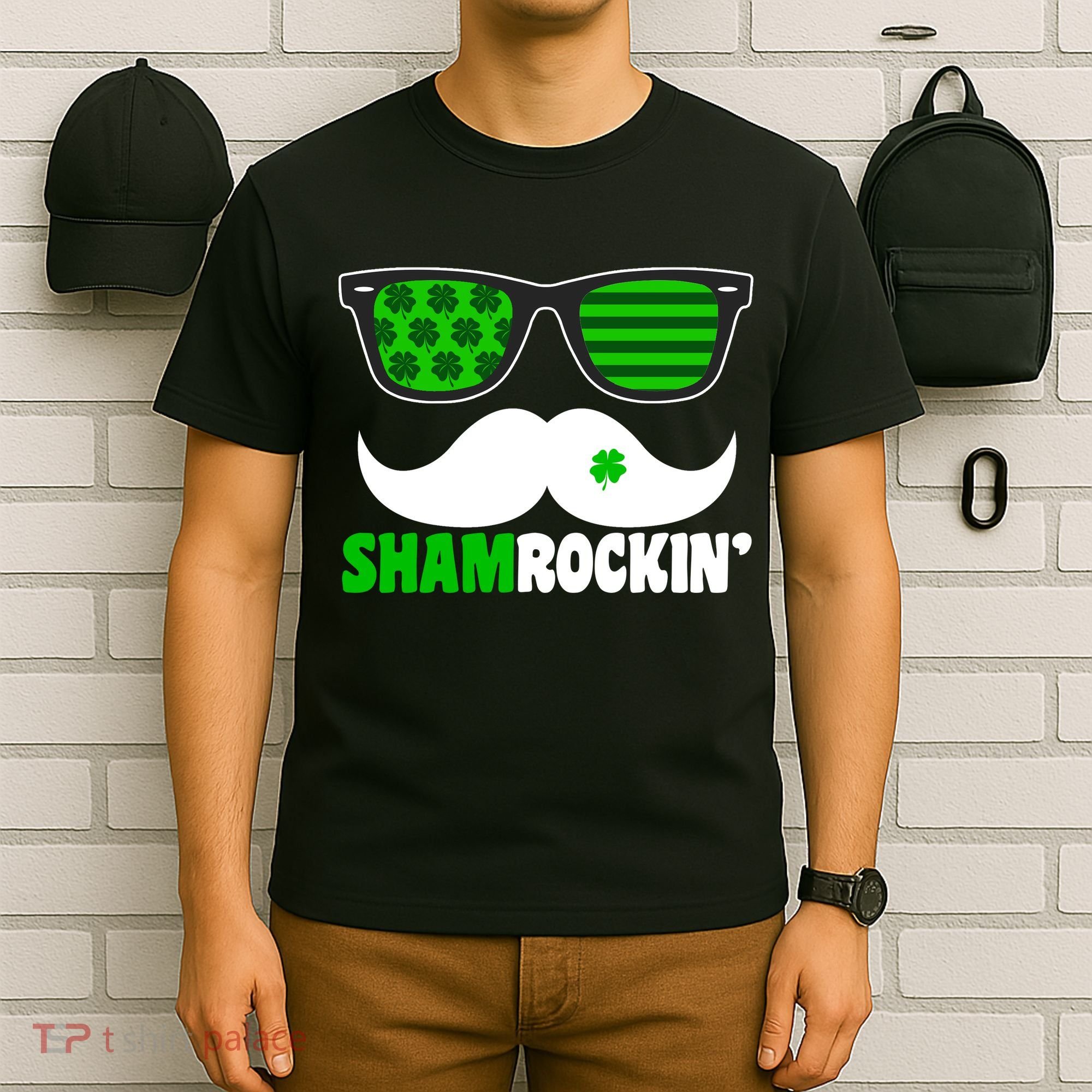 Shamrockin' Mustach Glasses Shamrock T-Shirt