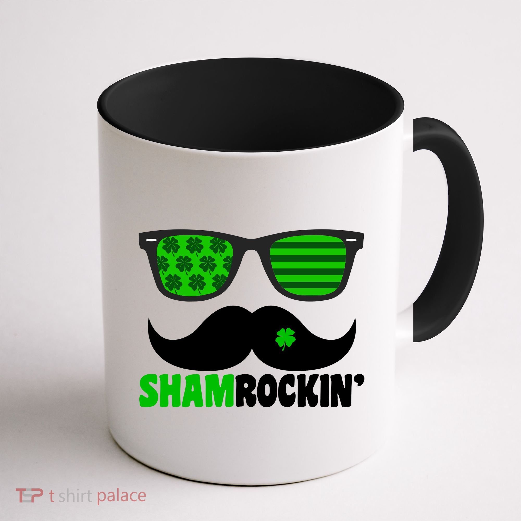 Shamrockin' Mustach Glasses Shamrock Coffee Mug