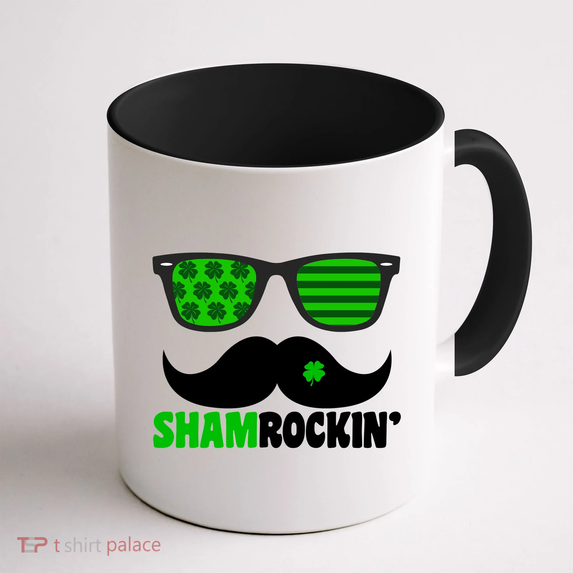 Shamrockin' Mustach Glasses Shamrock Coffee Mug