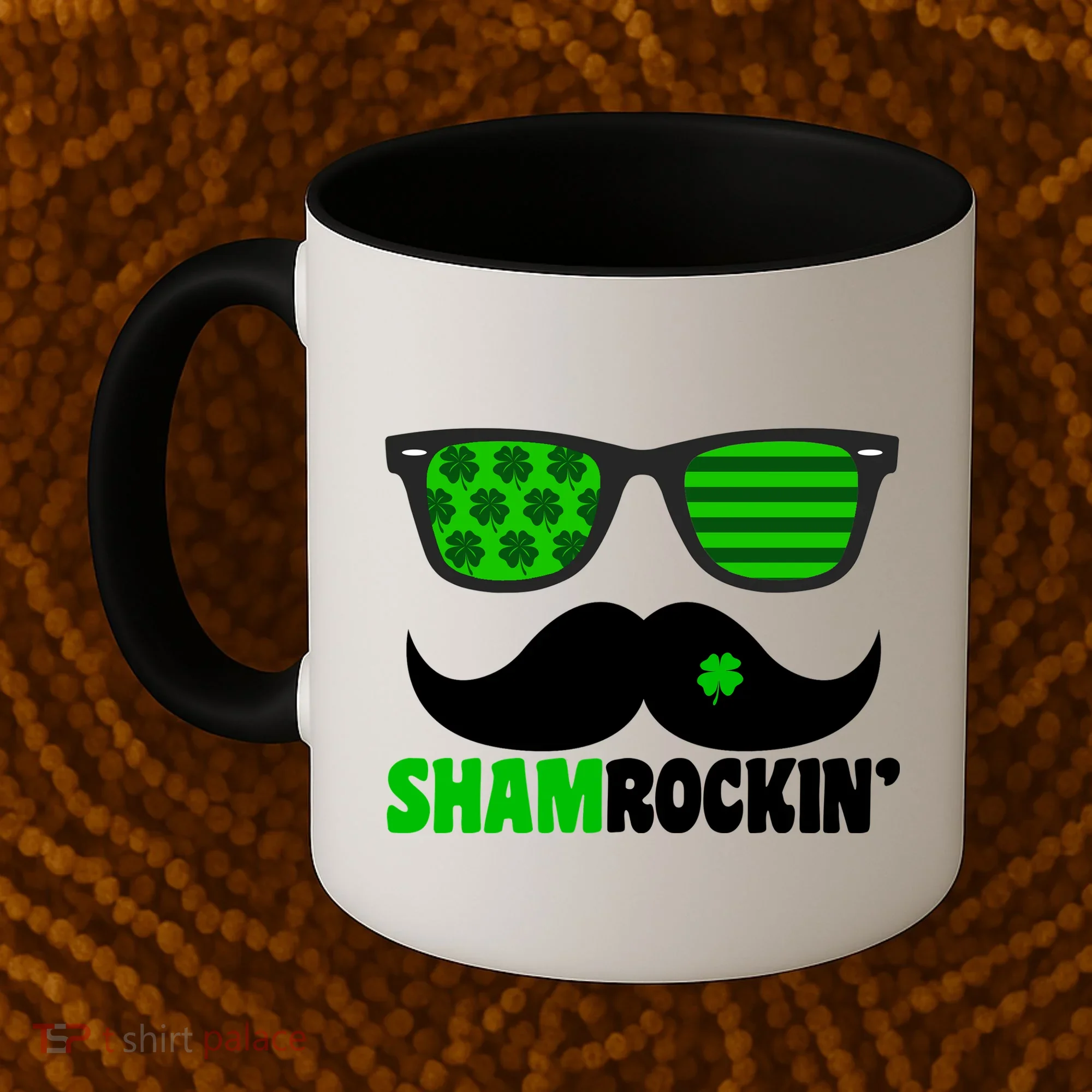 Shamrockin' Mustach Glasses Shamrock Coffee Mug