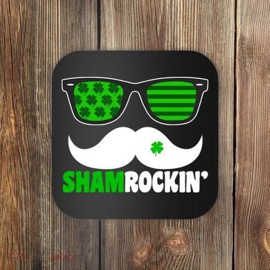 Shamrockin' Mustach Glasses Shamrock Coaster