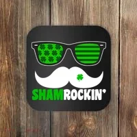 Shamrockin' Mustach Glasses Shamrock Coaster thumb 0