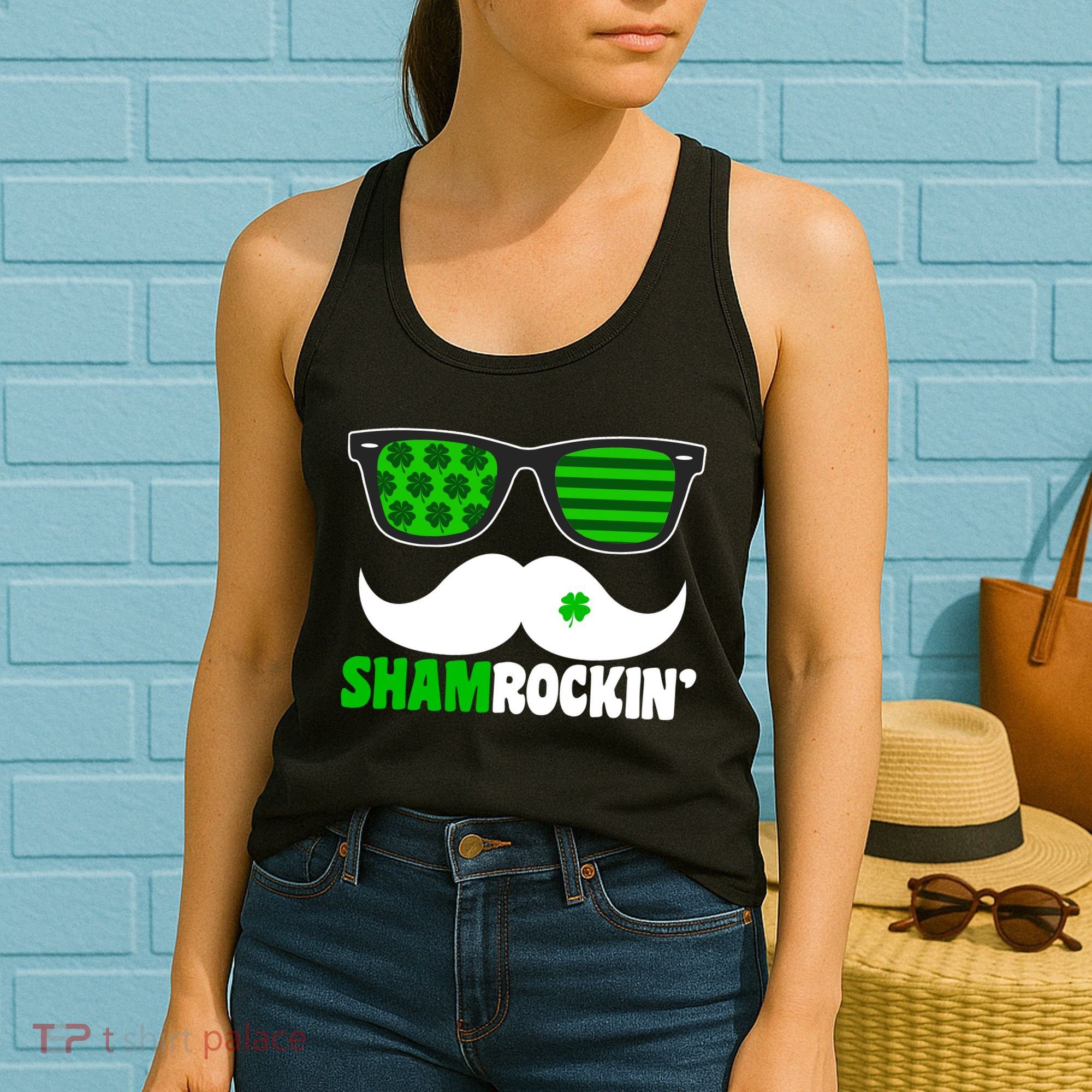 Shamrockin' Mustach Glasses Shamrock Women's Tank Top