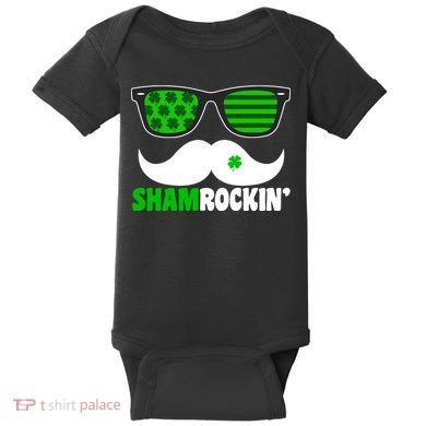 Shamrockin' Mustach Glasses Shamrock Baby Bodysuit