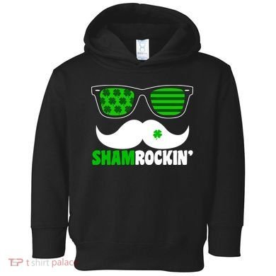 Shamrockin' Mustach Glasses Shamrock Toddler Hoodie