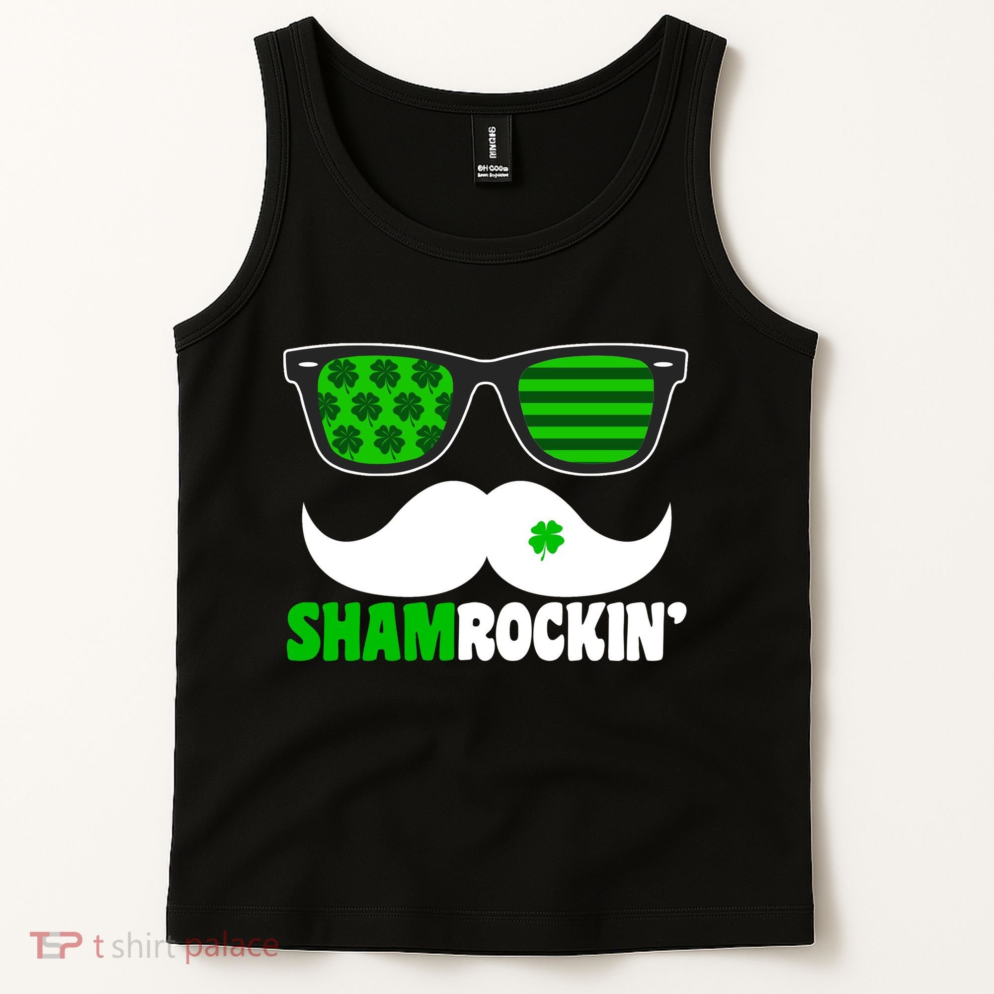 Shamrockin' Mustach Glasses Shamrock Tank Top