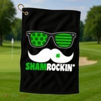 Shamrockin' Mustach Glasses Shamrock Golf Towel thumb 1