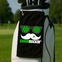Shamrockin' Mustach Glasses Shamrock Golf Towel thumb 2