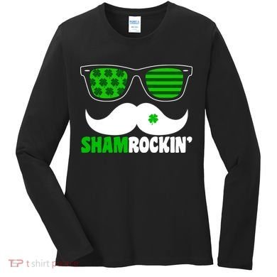 Shamrockin' Mustach Glasses Shamrock Women's Long Sleeve Shirt