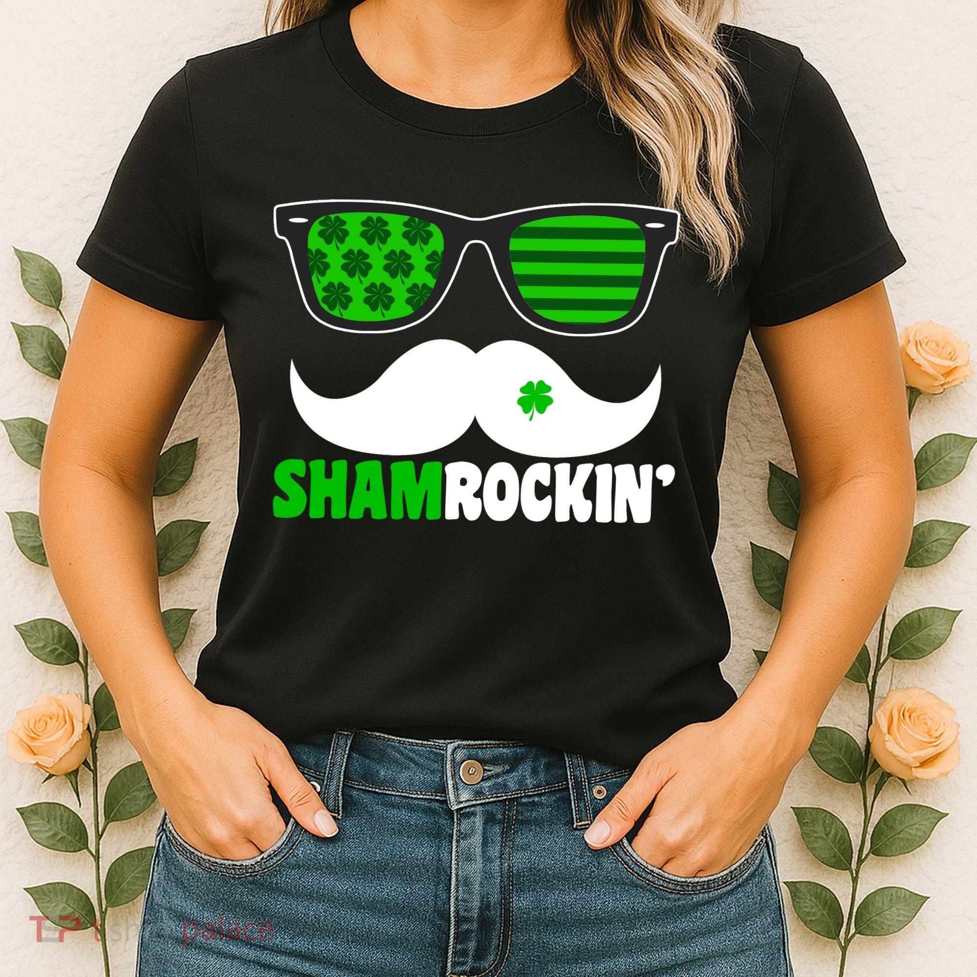 Shamrockin' Mustach Glasses Shamrock Women's T-Shirt