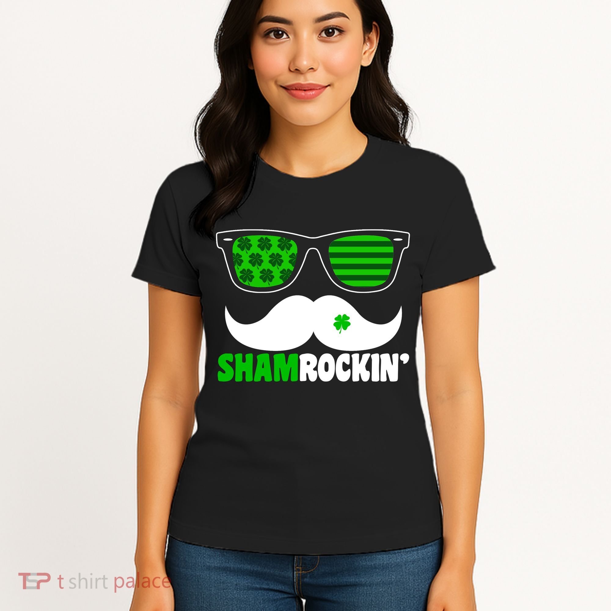 Shamrockin' Mustach Glasses Shamrock Women's T-Shirt