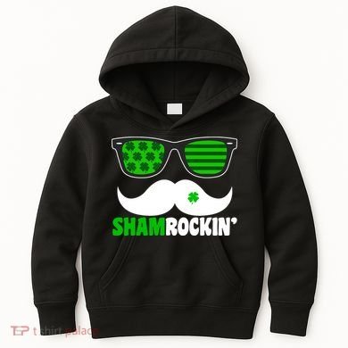 Shamrockin' Mustach Glasses Shamrock Kids Hoodie