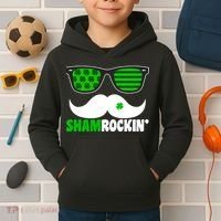 Shamrockin' Mustach Glasses Shamrock Kids Hoodie thumb 2