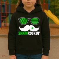 Shamrockin' Mustach Glasses Shamrock Kids Hoodie thumb 3