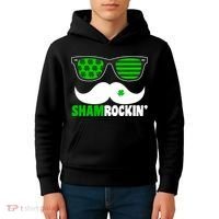 Shamrockin' Mustach Glasses Shamrock Kids Hoodie thumb 4