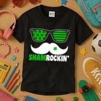 Shamrockin' Mustach Glasses Shamrock Kids T-Shirt thumb 3