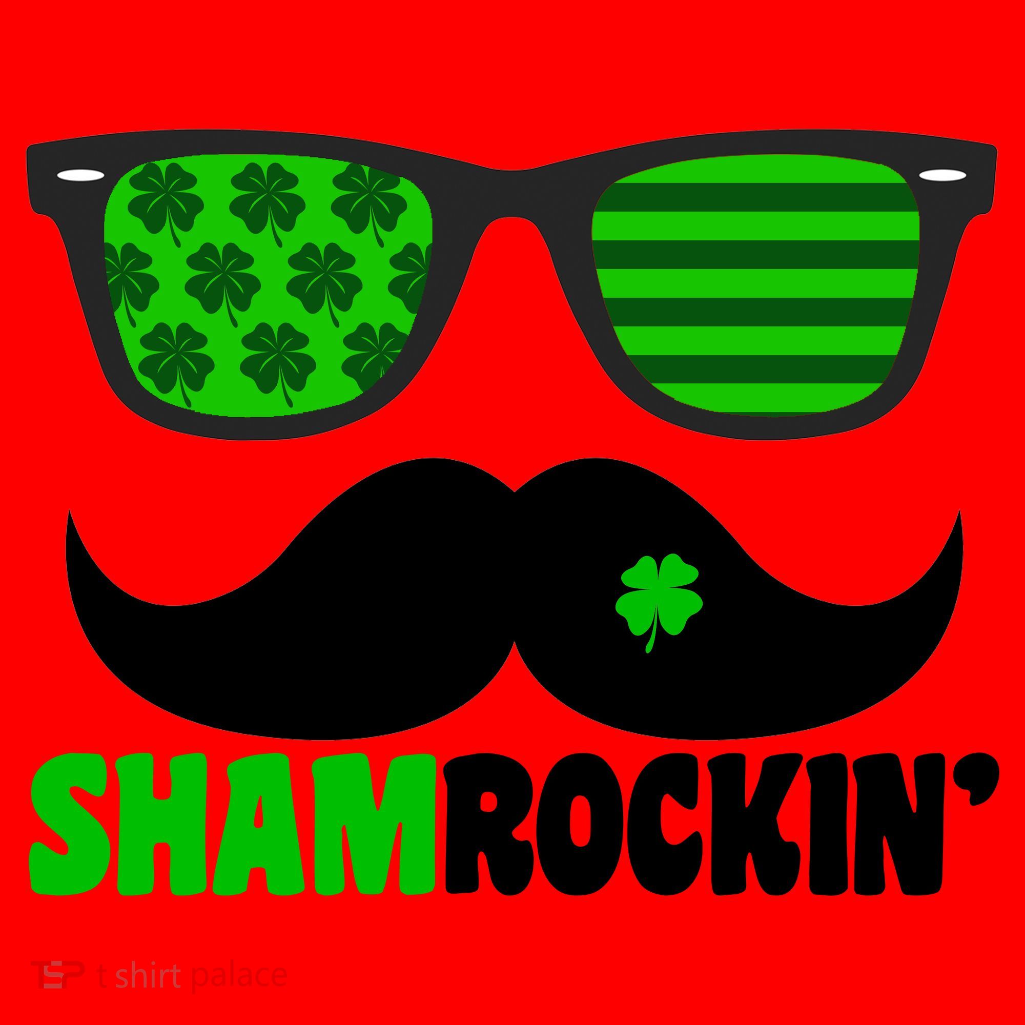 Shamrockin' Mustach Glasses Shamrock Santa Hat