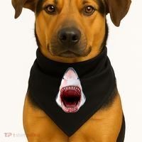 Shark Bite Close Up 3D USA-Made Doggie Bandana thumb 1