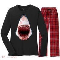Shark Bite Close Up 3D Women's Long Sleeve Flannel Pajama Set  thumb 0