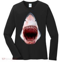 Shark Bite Close Up 3D Women's Long Sleeve Shirt thumb 0
