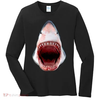 Shark Bite Close Up 3D Women's Long Sleeve Shirt