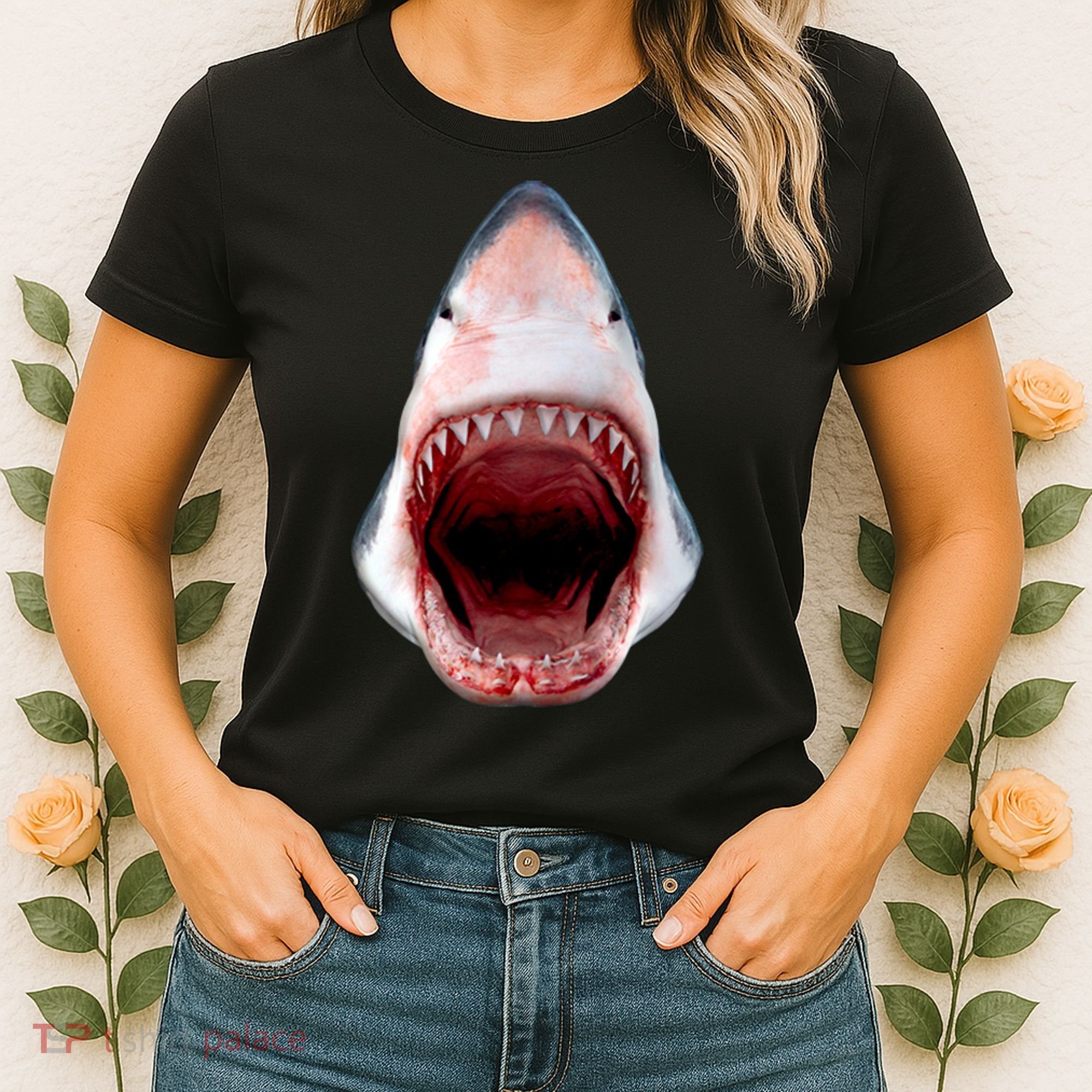Shark Bite Close Up 3D Women's T-Shirt