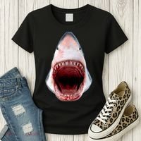 Shark Bite Close Up 3D Women's T-Shirt thumb 3