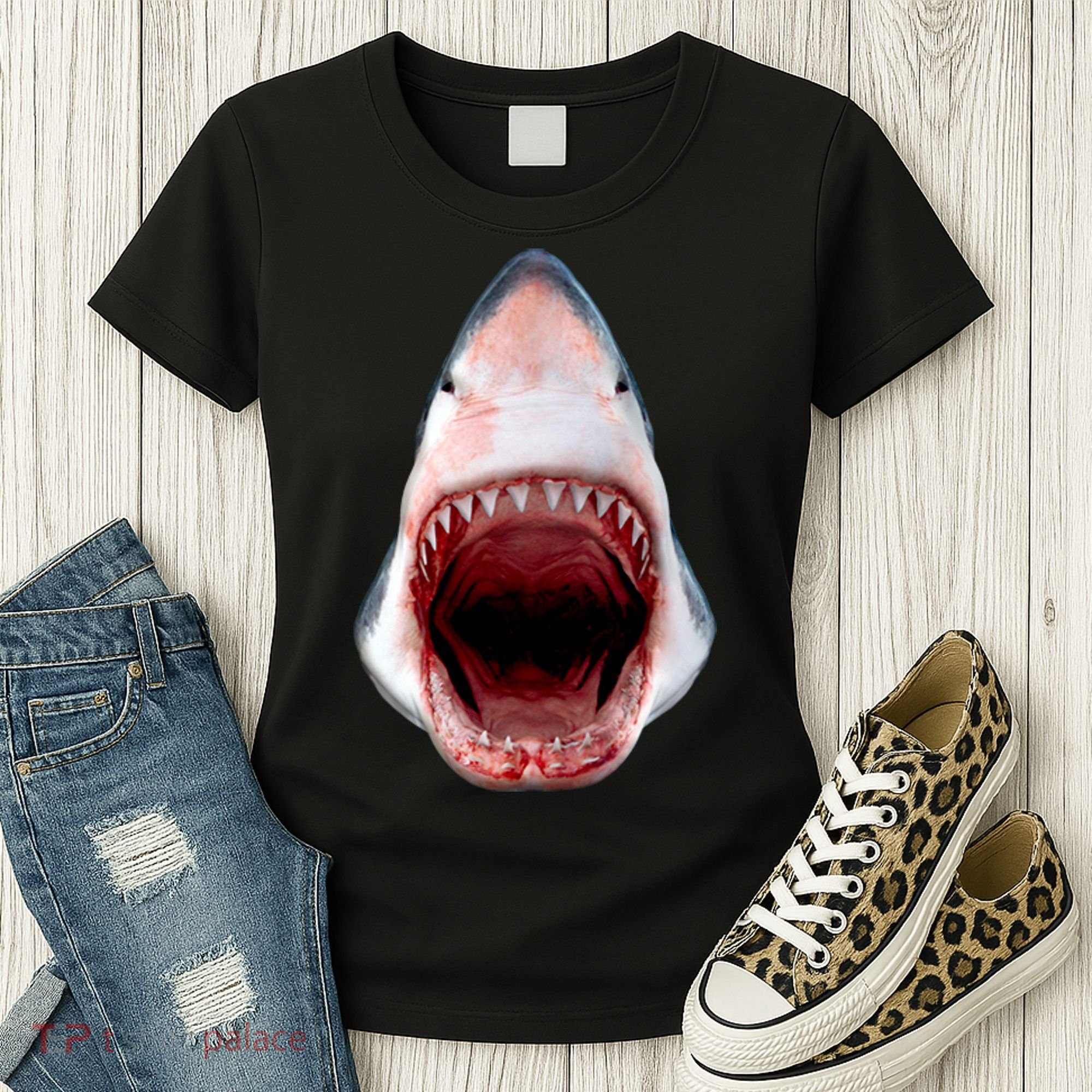 Shark Bite Close Up 3D Women's T-Shirt