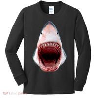 Shark Bite Close Up 3D Kids Long Sleeve Shirt thumb 0