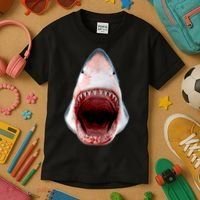 Shark Bite Close Up 3D Kids T-Shirt thumb 3
