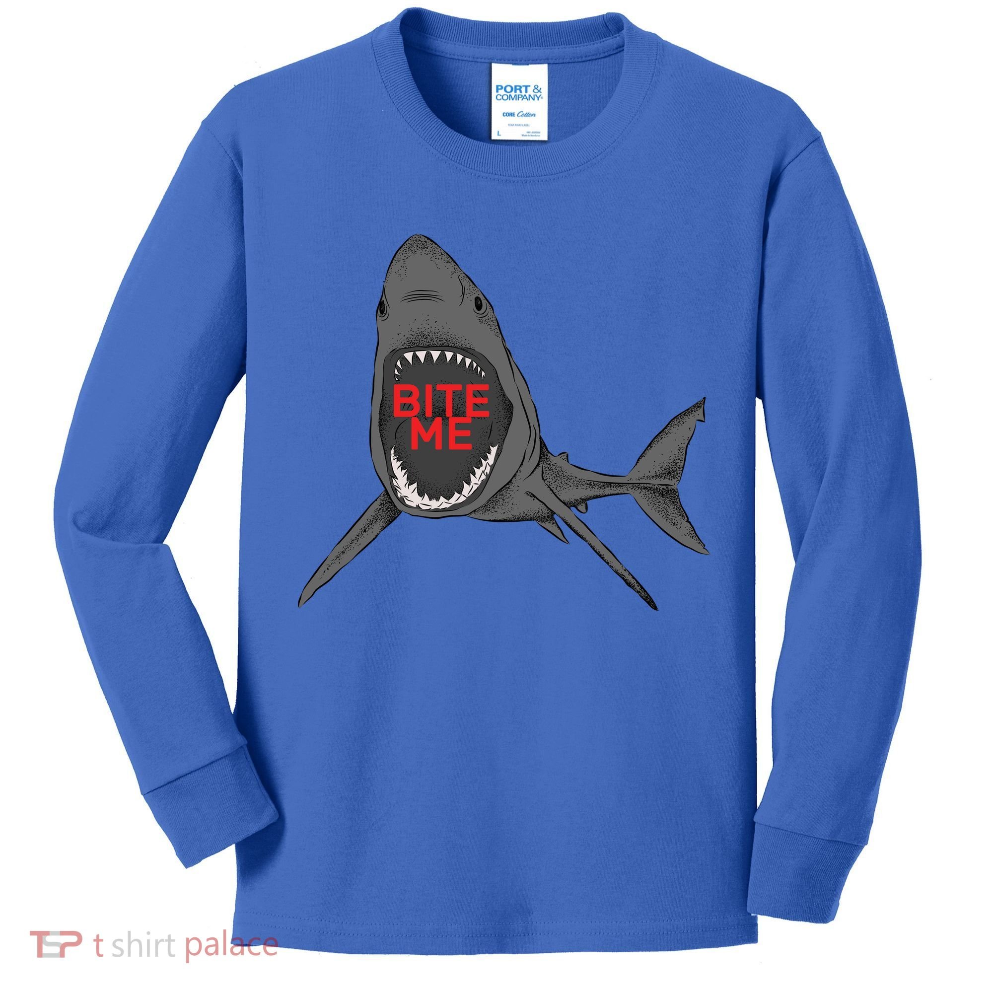 Shark Bite Me Kids Long Sleeve Shirt