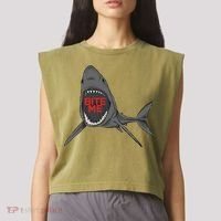Shark Bite Me Garment-Dyed Women's Muscle Tee thumb 2