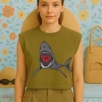Shark Bite Me Garment-Dyed Women's Muscle Tee thumb 4