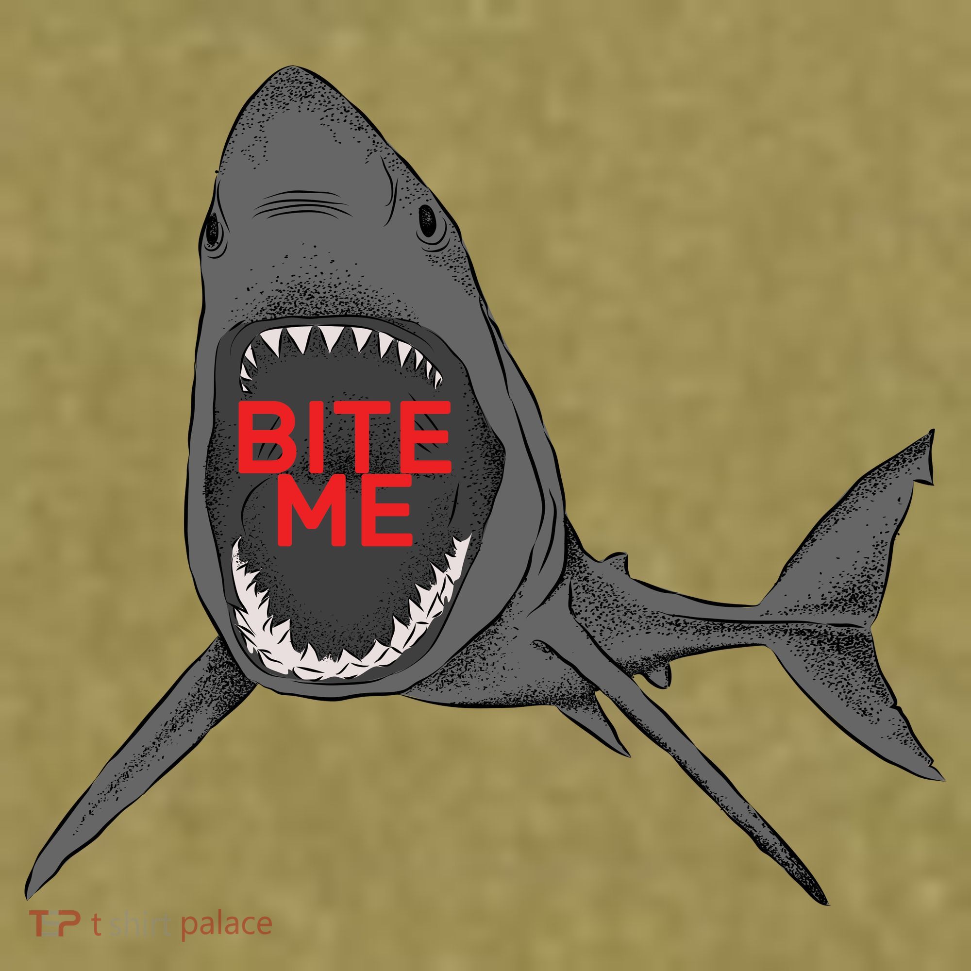 Shark Bite Me Garment-Dyed Women's Muscle Tee
