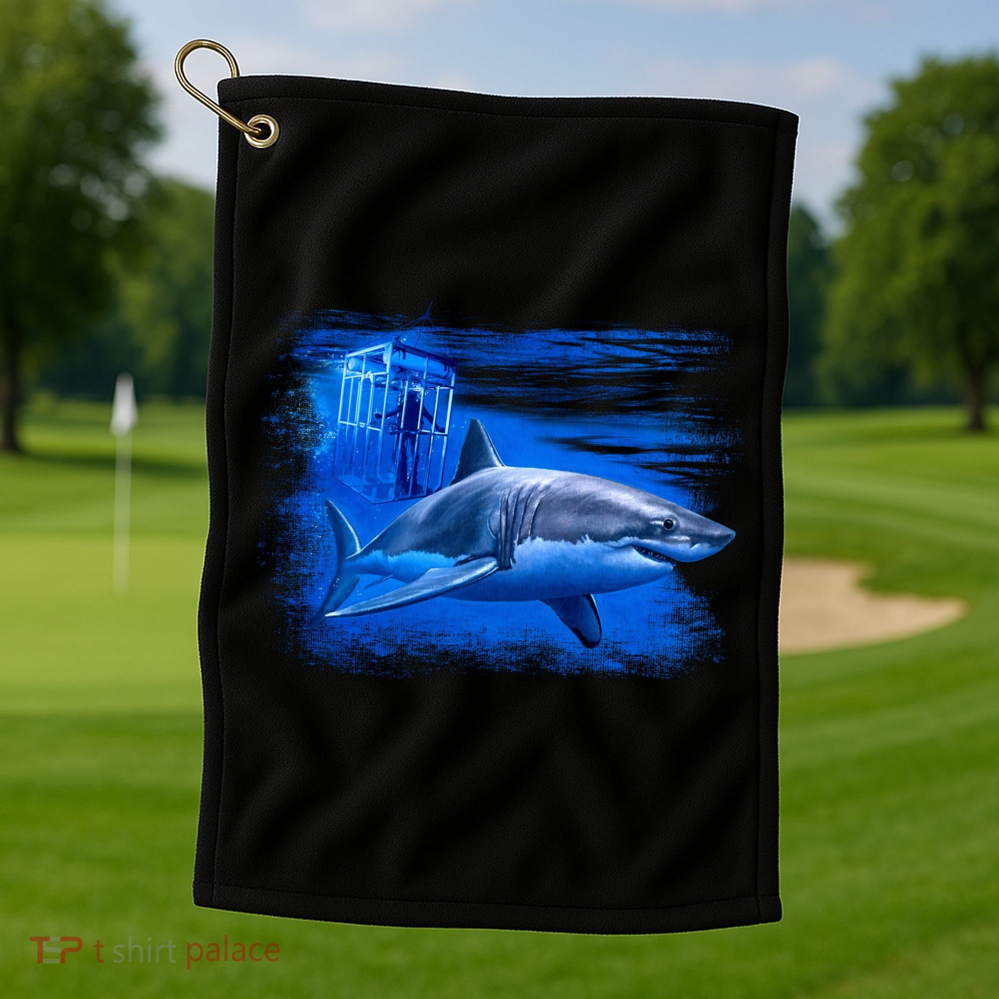 Shark Cage Golf Towel