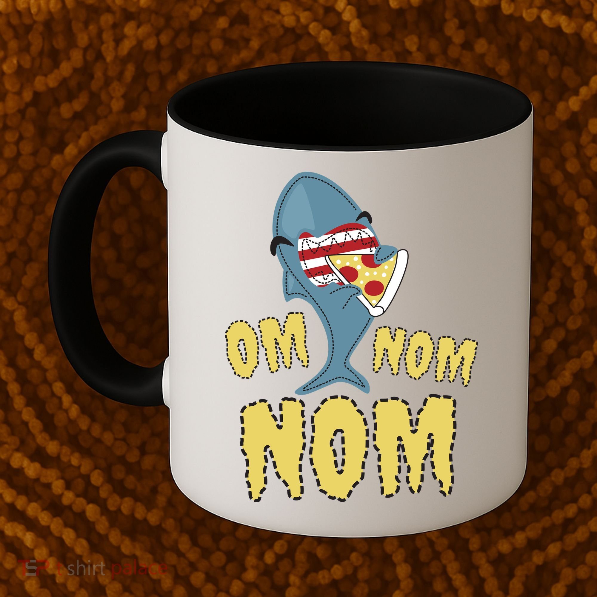 Shark Eating Pizza Om Nom Nom Coffee Mug