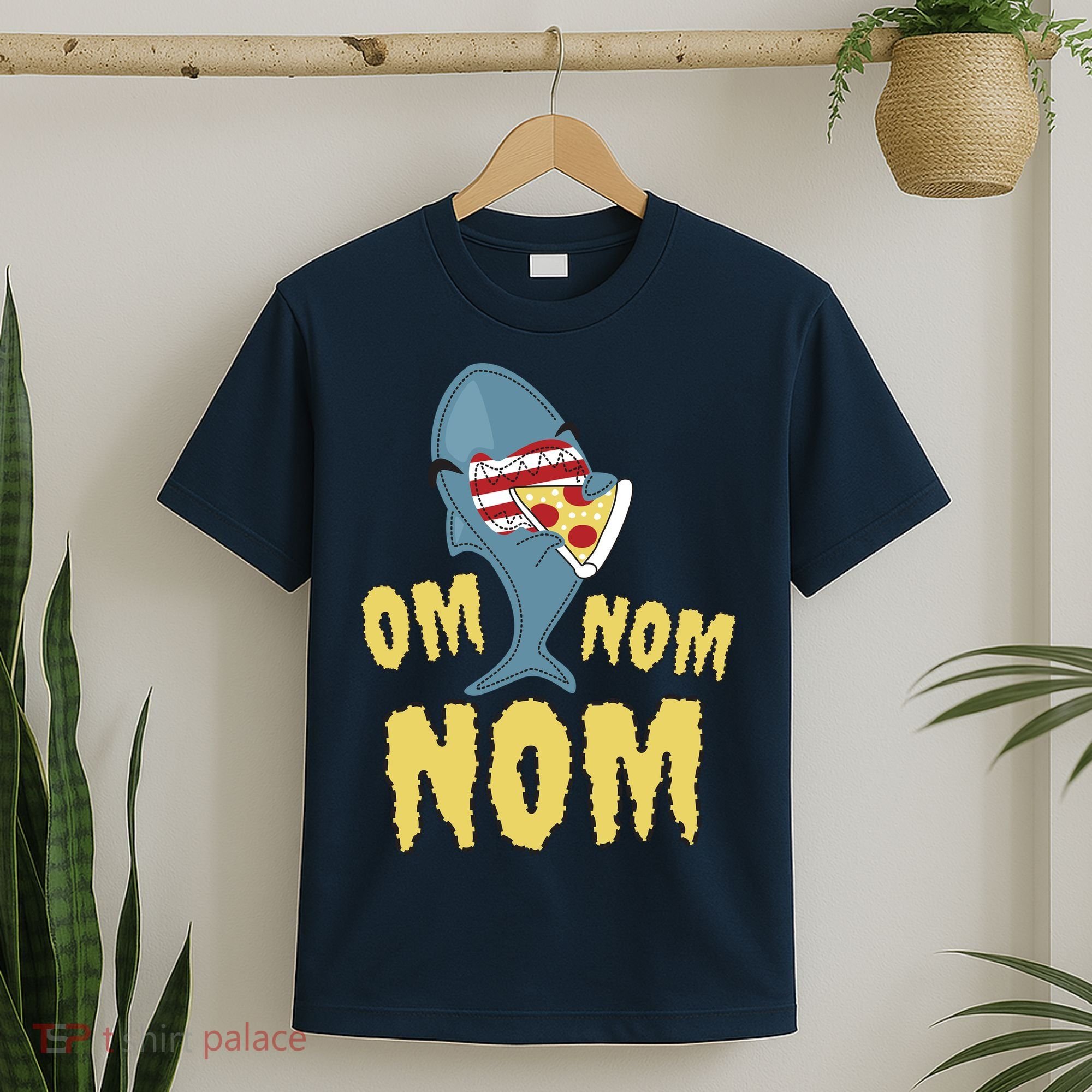 Shark Eating Pizza Om Nom Nom T-Shirt