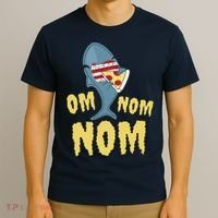 Shark Eating Pizza Om Nom Nom T-Shirt thumb 3