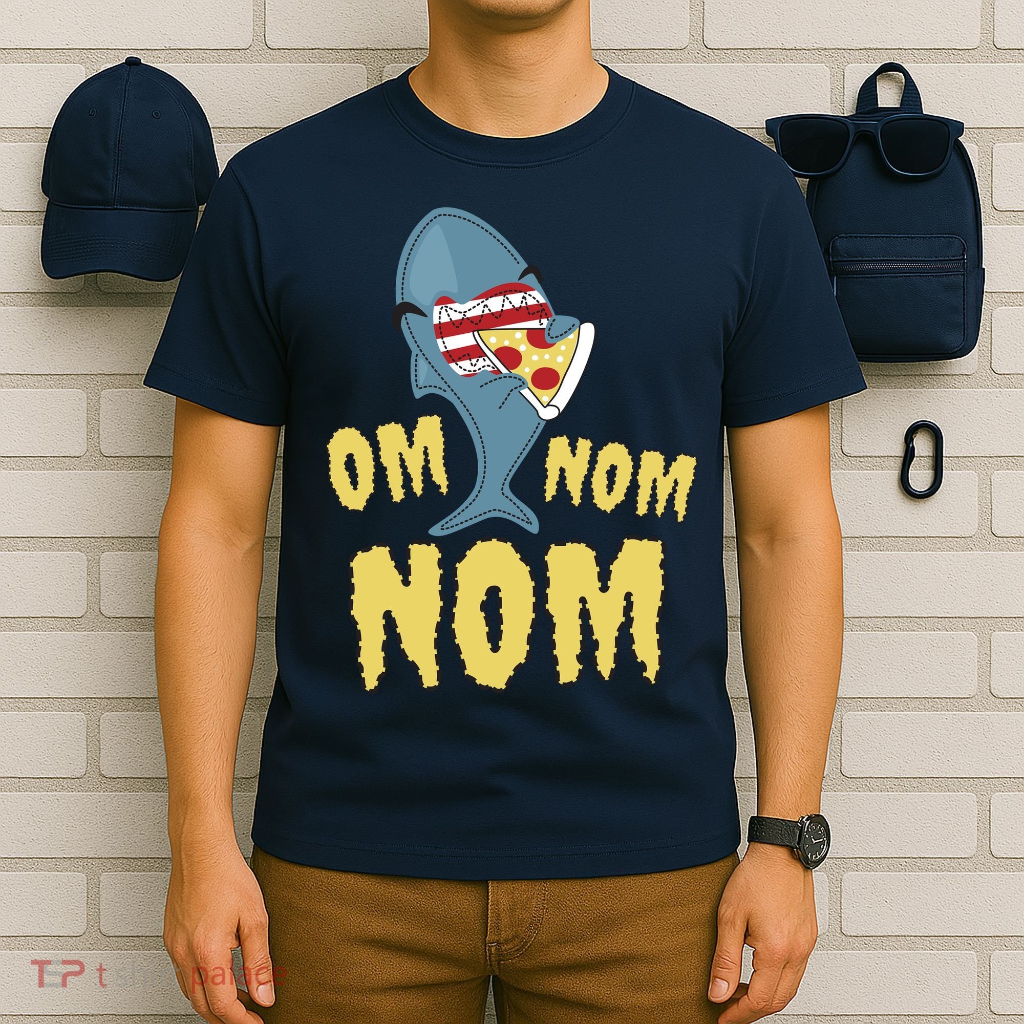 Shark Eating Pizza Om Nom Nom T-Shirt
