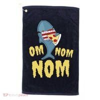 Shark Eating Pizza Om Nom Nom Golf Towel thumb 0
