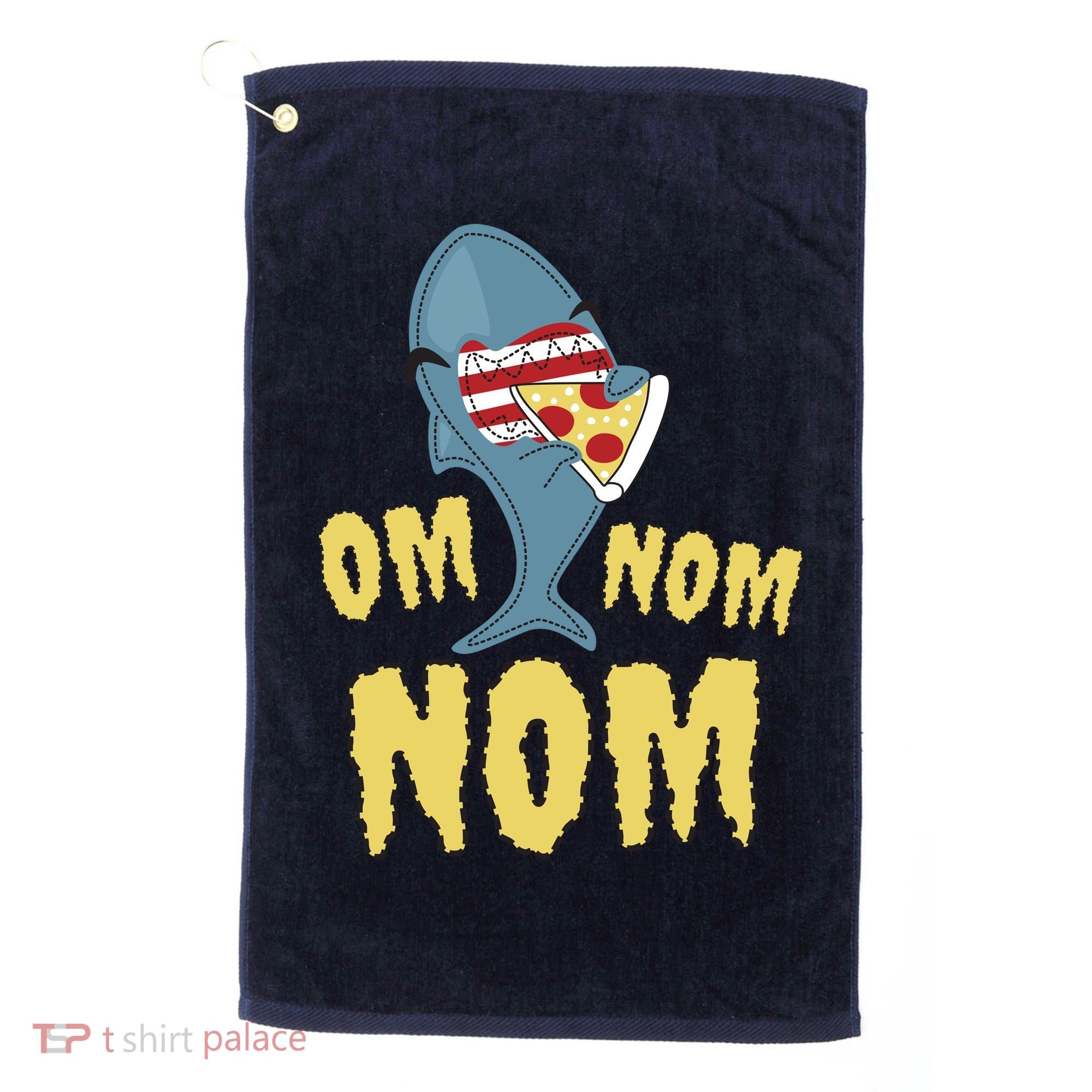 Shark Eating Pizza Om Nom Nom Golf Towel