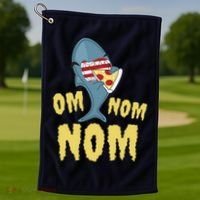 Shark Eating Pizza Om Nom Nom Golf Towel thumb 1
