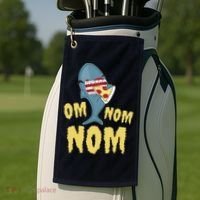 Shark Eating Pizza Om Nom Nom Golf Towel thumb 2